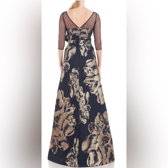 Kay Unger New York Floral Jacquard Jumpsuit, sz 14 - Picture 3 of 17